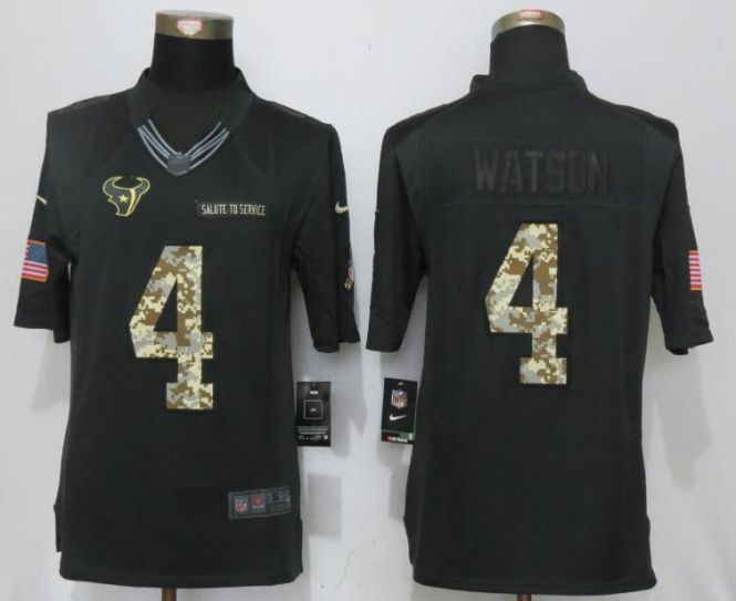 2017 NFL New Nike Houston Texans #4 Watson Anthracite Salute To Service Limited Jersey->houston texans->NFL Jersey